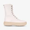 Veterlaars leder offwhite met beige zool | DELSCHER. Fashion