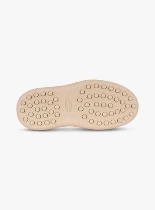 Veterlaars leder offwhite met beige zool | DELSCHER. Fashion
