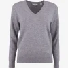 Weekend pullover v hals cashmere grijs melange | DELSCHER. Fashion