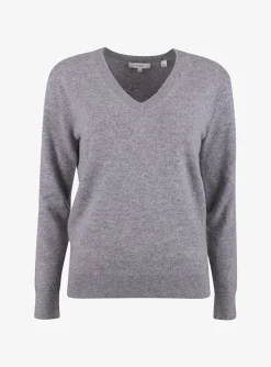 Weekend pullover v hals cashmere grijs melange | DELSCHER. Fashion